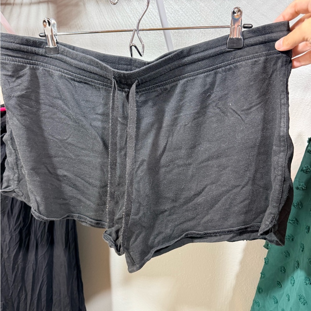 Black Athletic Lounge Shorts Womens 2X Drawstring Casual Basic